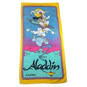 Vintage Disney Aladdin Beach Towel Genie Jasmine Magic Carpet 90s Walt Disney